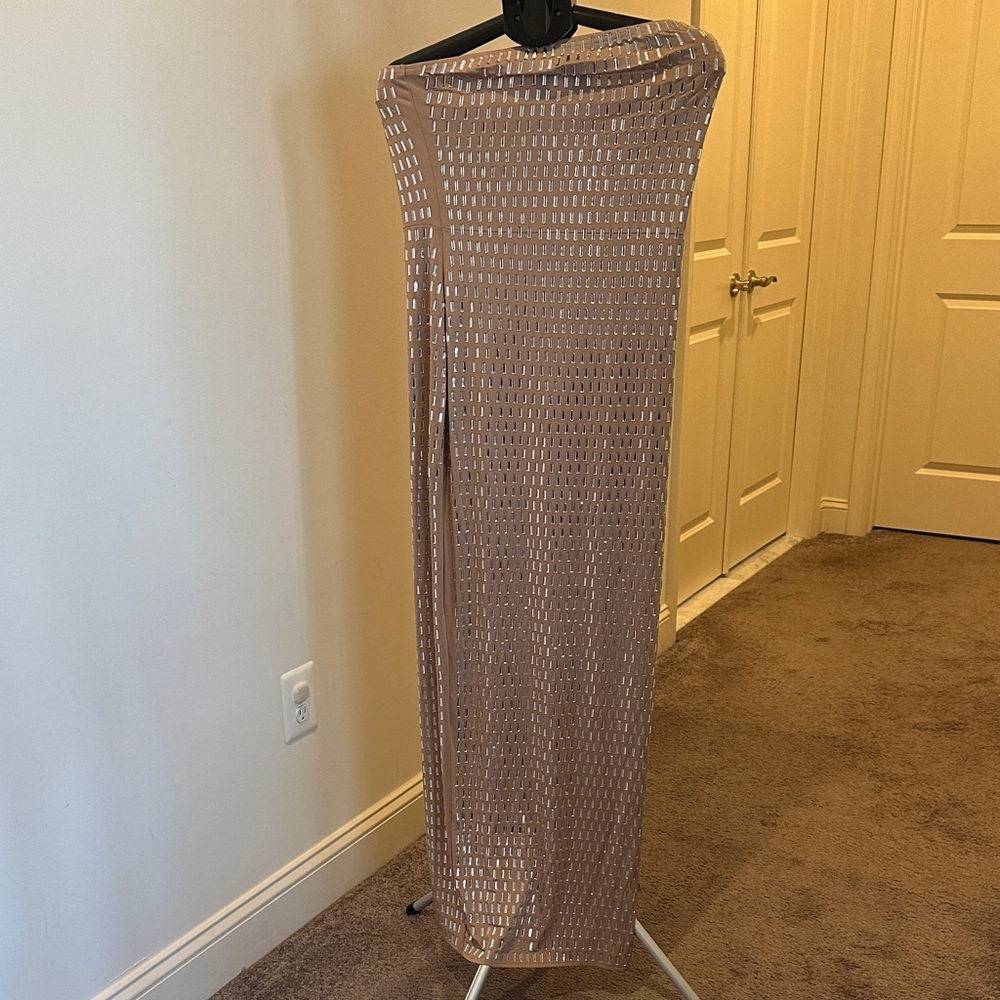 Source Unknown Taupe Strapless Beaded Maxi Dress